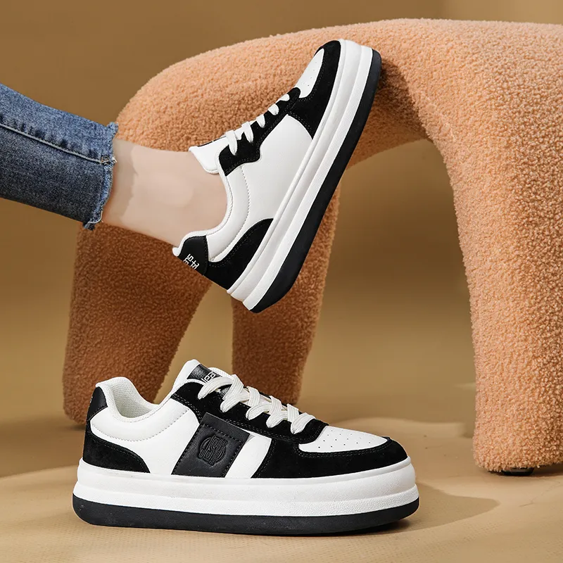 JEANSWEST Suede Flat Minimalist Style White Sneakers Height Increasing Lightweight Low Top Skateboard Shoes Women's-12