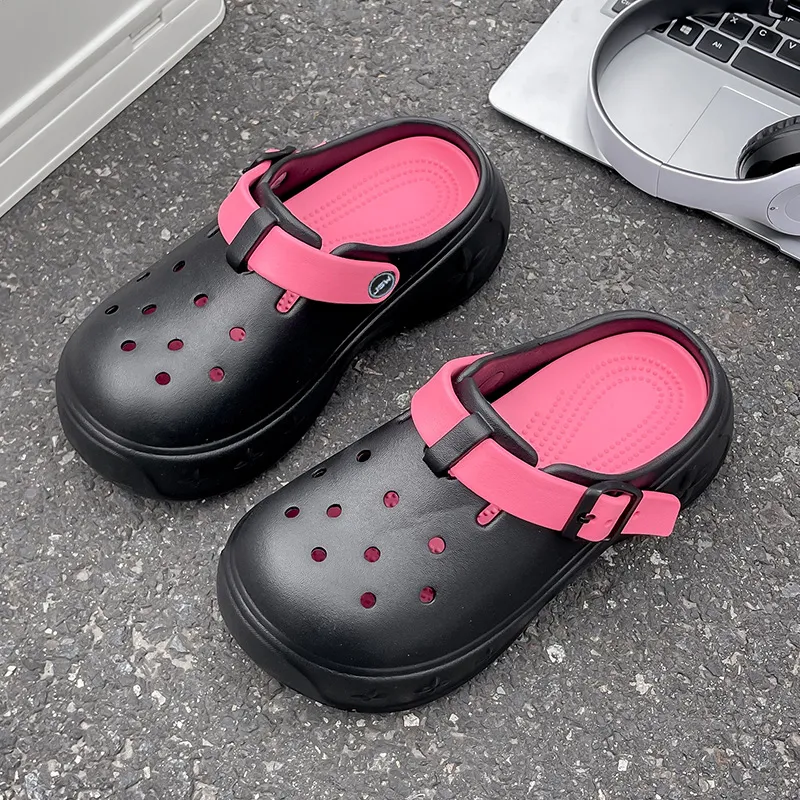 JEANSWEST Summer Trendy Girlish Heart White Pink Color Scheme Fashion Trend Minimalist Style Clogs Unisex-5