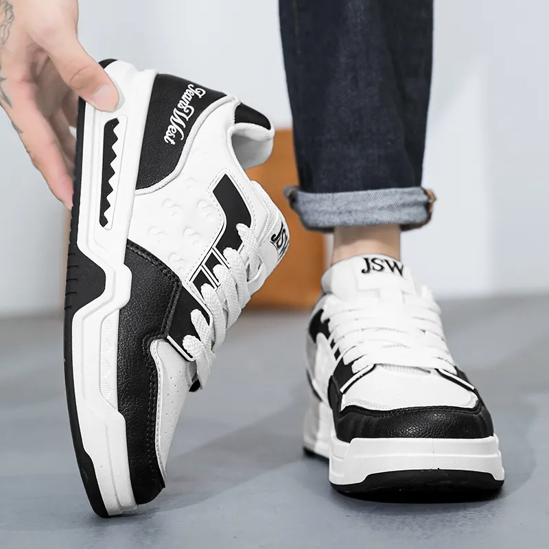 JEANSWEST Black And White Panda Shoes Height Increasing Wear-Resistant Slip-Resistant Low-Top Skateboard Shoes Men's-3