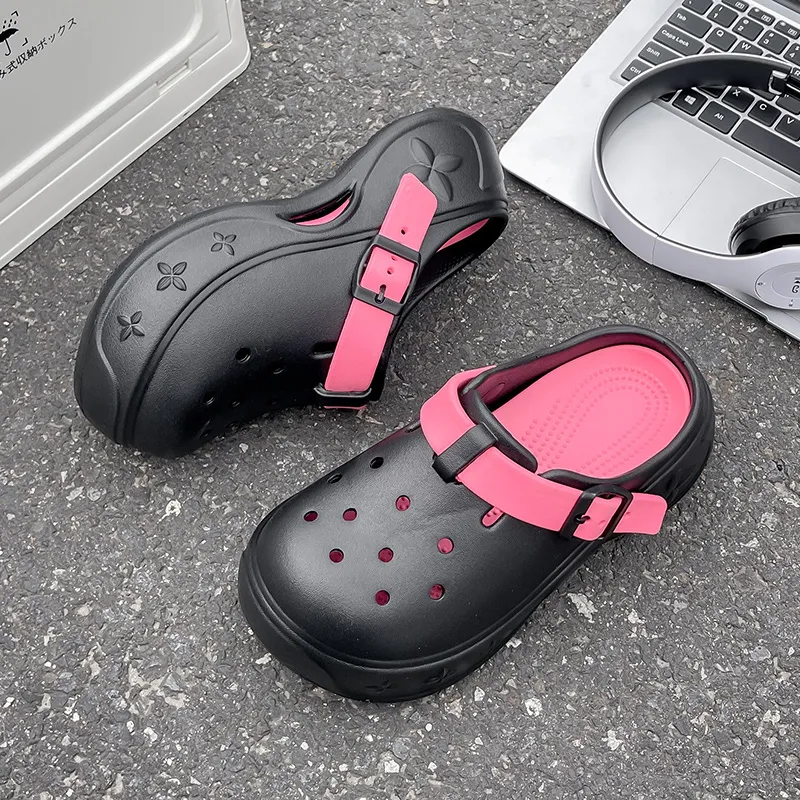 JEANSWEST Summer Trendy Girlish Heart White Pink Color Scheme Fashion Trend Minimalist Style Clogs Unisex-6