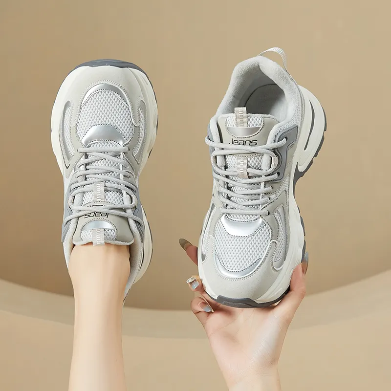 JEANSWEST Stove Cushioned Slip Resistant Lightweight Height Increasing Warm Low Top Chunky Sneakers Women's-1