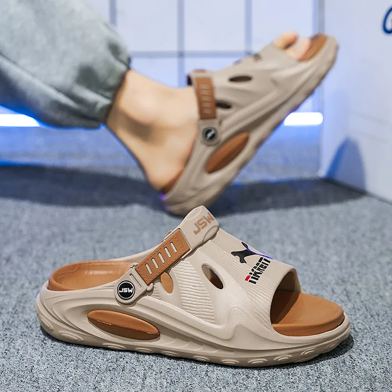 JEANSWEST New Trendy Brand Graffiti Chinese Innovation Style Beach Sandals Men's-11