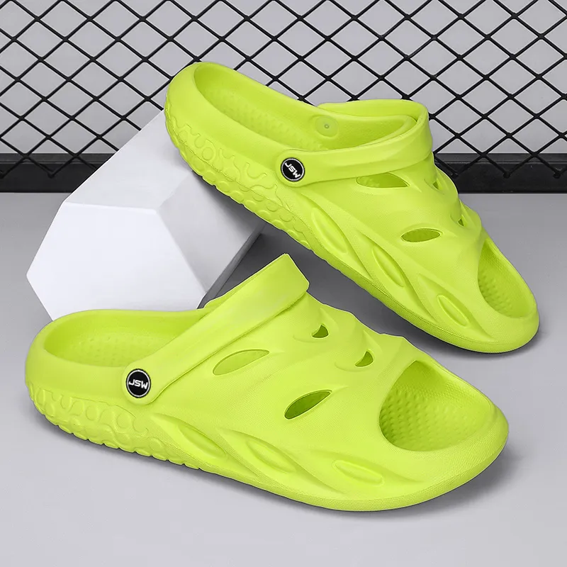 JEANSWEST Beach Sandals Men Black/White/Beige/Neon Green-11