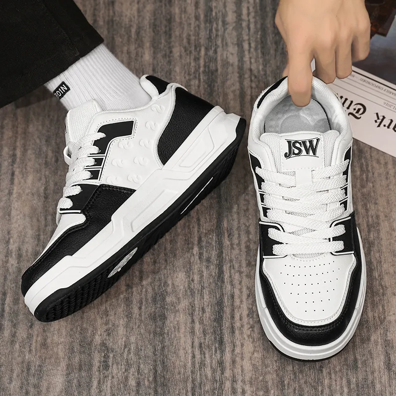JEANSWEST Black And White Panda Shoes Height Increasing Wear-Resistant Slip-Resistant Low-Top Skateboard Shoes Men's-4