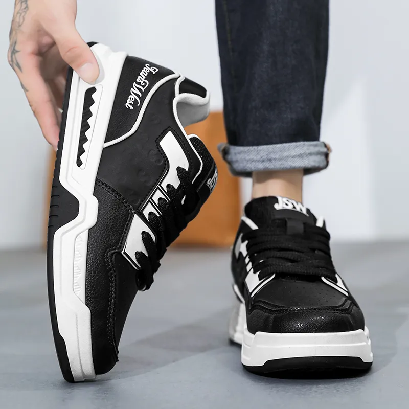JEANSWEST Black And White Panda Shoes Height Increasing Wear-Resistant Slip-Resistant Low-Top Skateboard Shoes Men's-9