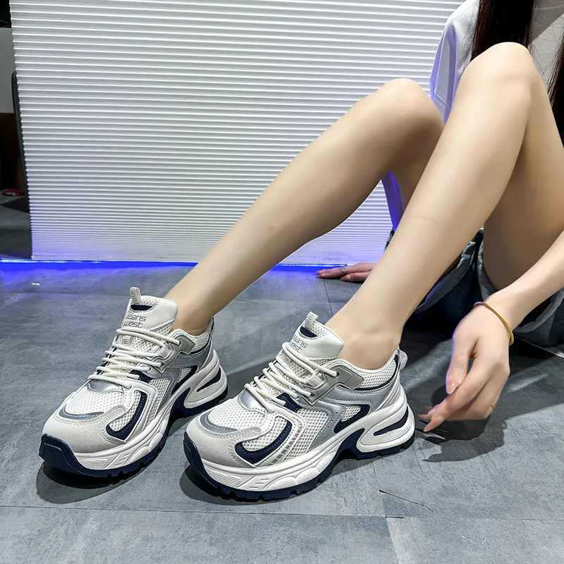 JEANSWEST Abrasion Resistant, Breathable, Lightweight, Height Increasing Chunky Sneakers Women's-2