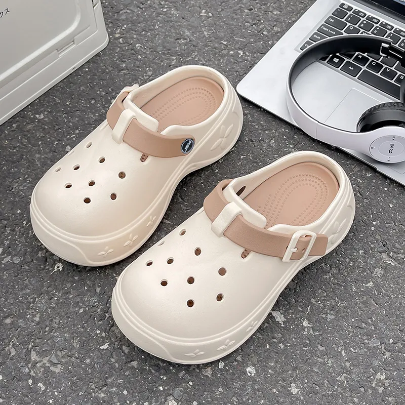 JEANSWEST Summer Trendy Girlish Heart White Pink Color Scheme Fashion Trend Minimalist Style Clogs Unisex-8