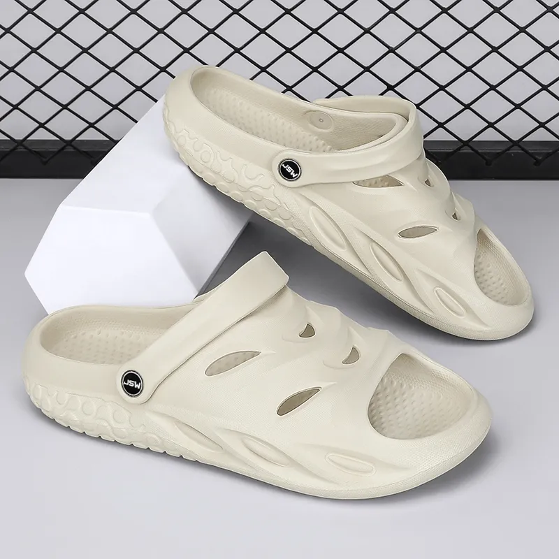 JEANSWEST Beach Sandals Men Black/White/Beige/Neon Green-8