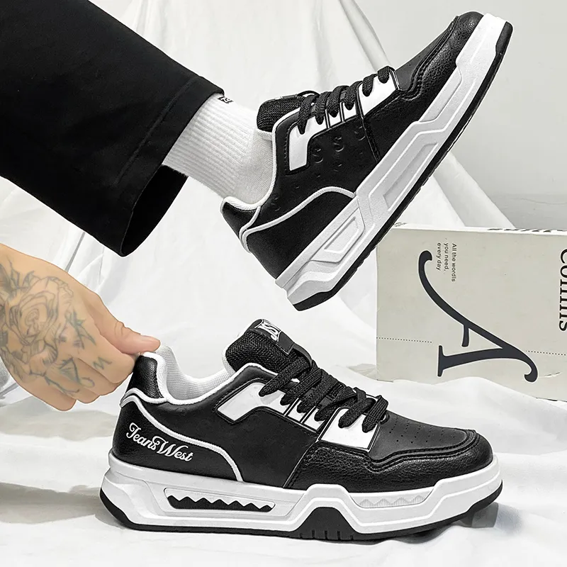 JEANSWEST Black And White Panda Shoes Height Increasing Wear-Resistant Slip-Resistant Low-Top Skateboard Shoes Men's-13