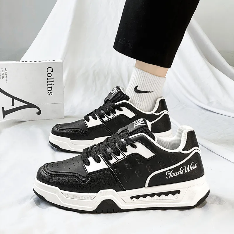 JEANSWEST Black And White Panda Shoes Height Increasing Wear-Resistant Slip-Resistant Low-Top Skateboard Shoes Men's-11