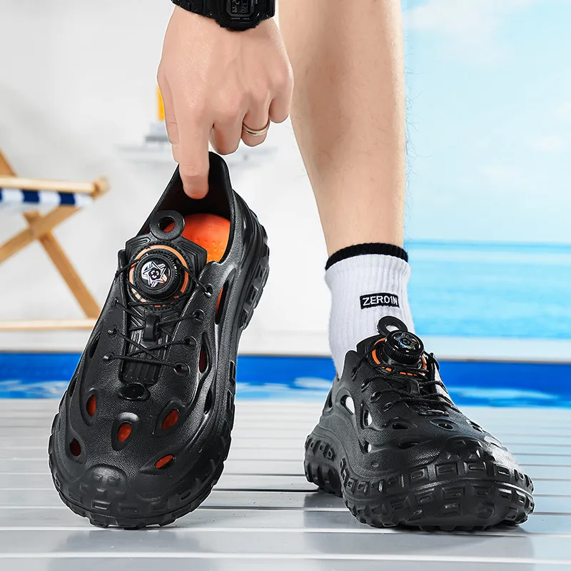 JEANSWEST New National Innovation, Classic Pure Black Design Style Clogs Men's-14