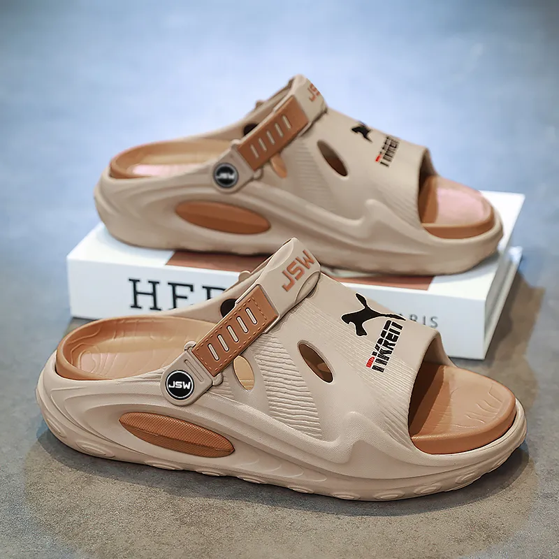 JEANSWEST New Trendy Brand Graffiti Chinese Innovation Style Beach Sandals Men's-9