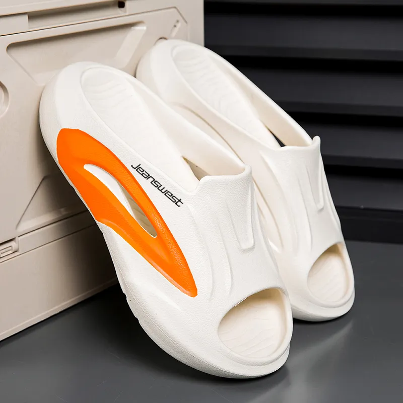 JEANSWEST Slip Resistant Abrasion Resistant Odor Resistant Slide Slippers Men's Bone White-2