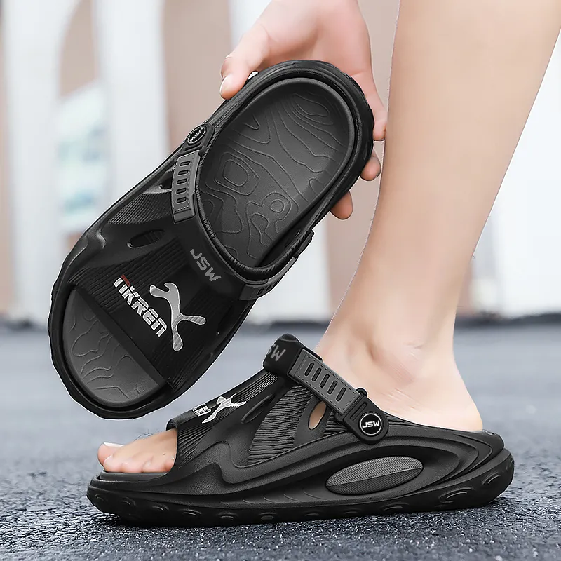 JEANSWEST New Trendy Brand Graffiti Chinese Innovation Style Beach Sandals Men's-16