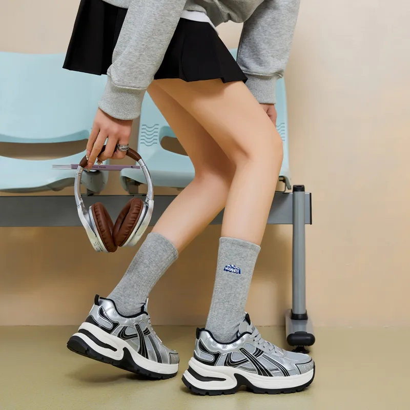 JEANSWEST Breathable Height Increase Low Top Chunky Sneakers Women's-5