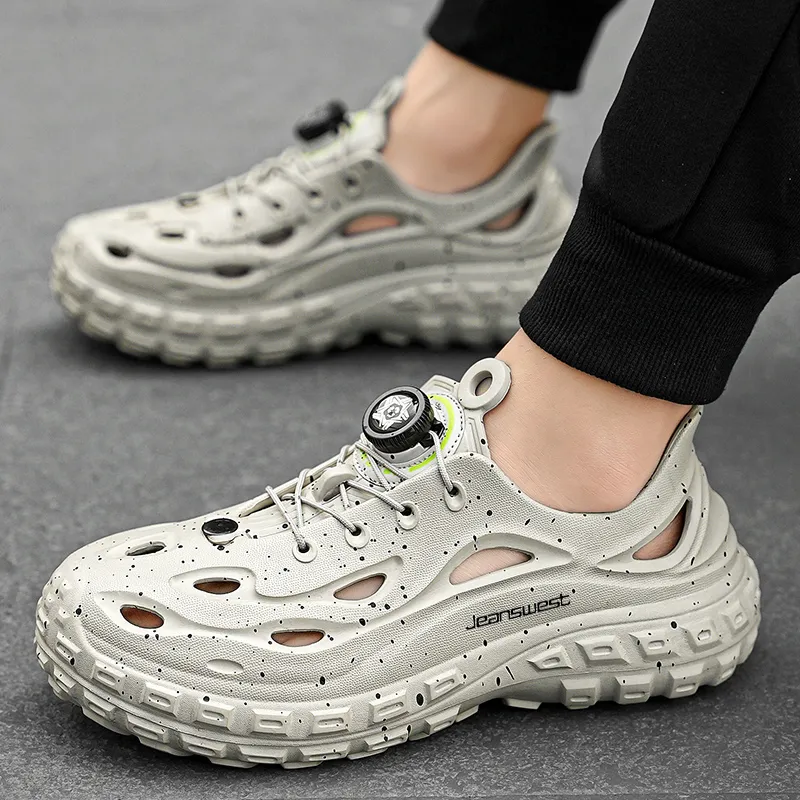 JEANSWEST Summer New Force Starry Sky Collection, Vintage Tire Design Style, Platform Height Increase Clogs Men's-5
