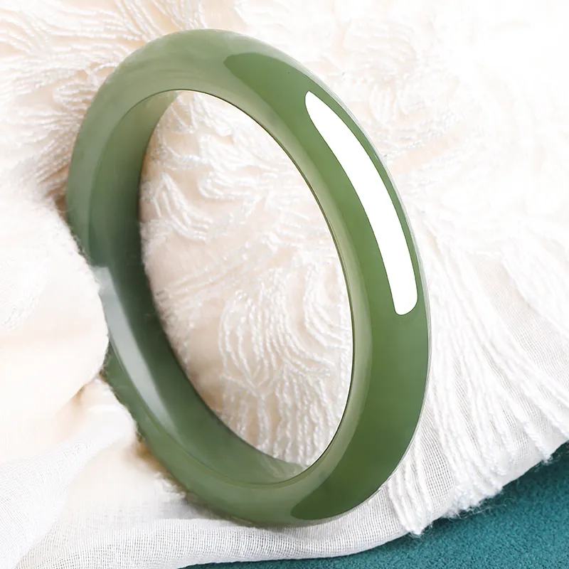 Cardamom Time Hetian Jade Bangles Green Jade Unisex-31