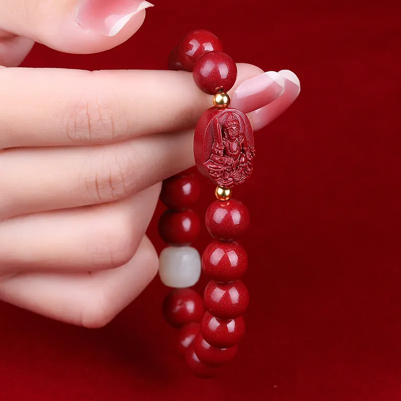 Cardamom Time Reconstructed Cinnabar Jade Bracelets Unisex-1
