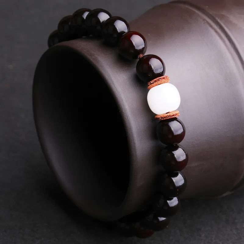 Yeon yun Jewelry Small Leaf Red Sandalwood Bracelets Unisex-3