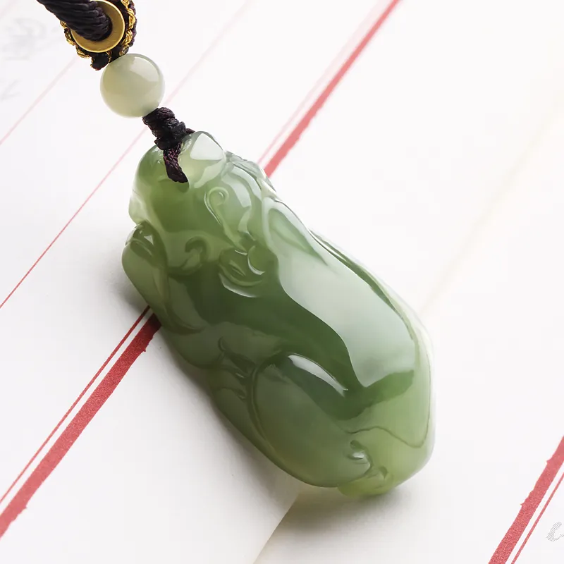 Cardamom Time Hetian Jade Necklaces Pale Greenish White Jade Unisex-3