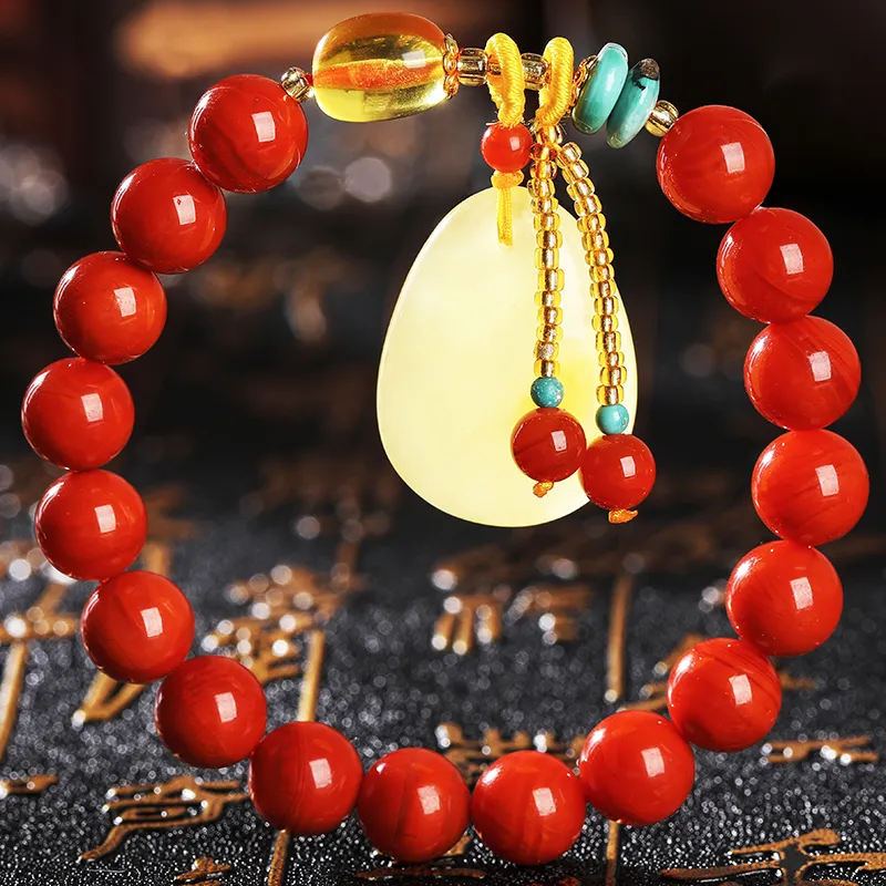 Yeon yun Jewelry South Red Agate Jade Bracelets Unisex-1