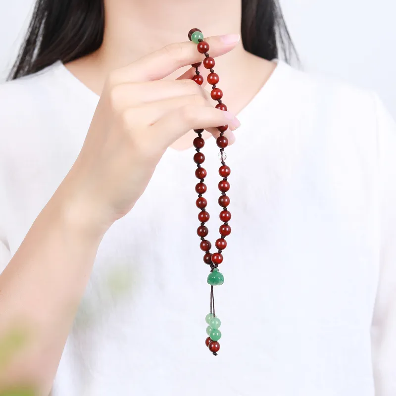 Yeon yun Jewelry Small Leaf Red Sandalwood Wooden Bracelets Unisex-4