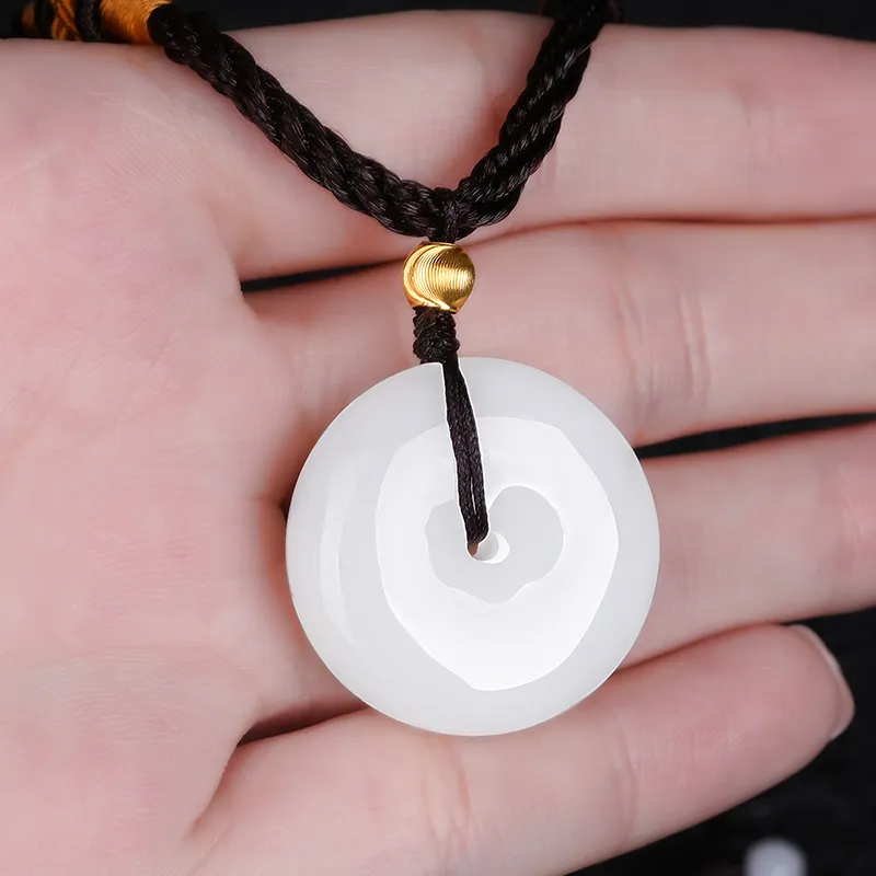 Cardamom Time 18K Gold Hetian Jade Pendants Unisex Pale Greenish White Jade-1