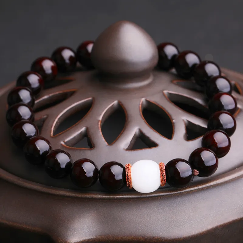 Yeon yun Jewelry Small Leaf Red Sandalwood Bracelets Unisex-1
