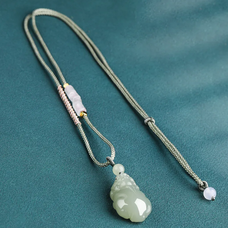 Cardamom Time Hetian Jade Necklaces Pale Greenish White Jade Unisex-6