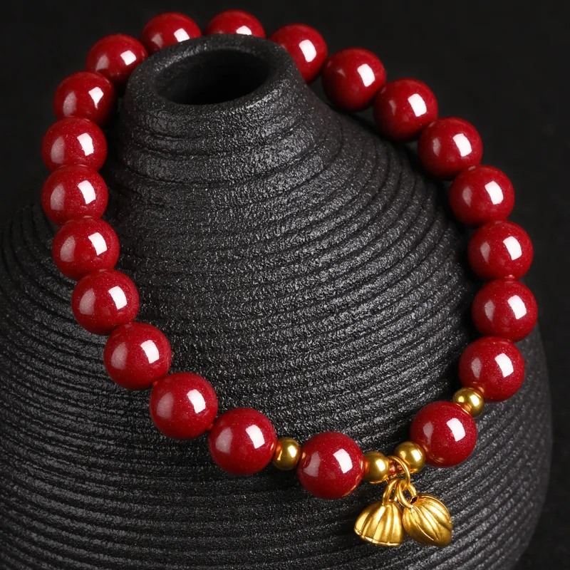 Yeon yun Jewelry Reconstructed Cinnabar Jade Bracelets Unisex-2