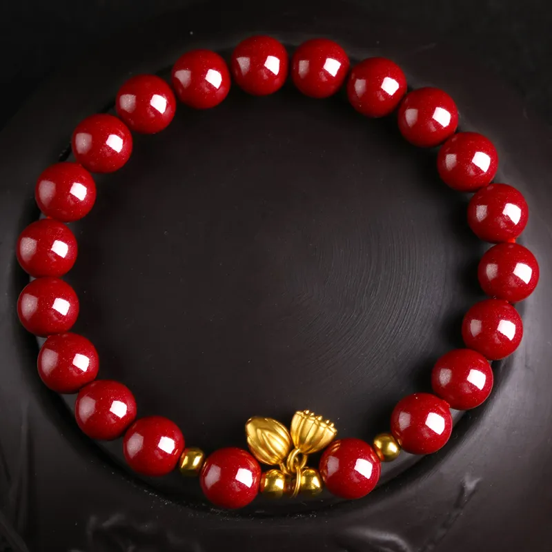 Yeon yun Jewelry Reconstructed Cinnabar Jade Bracelets Unisex-1