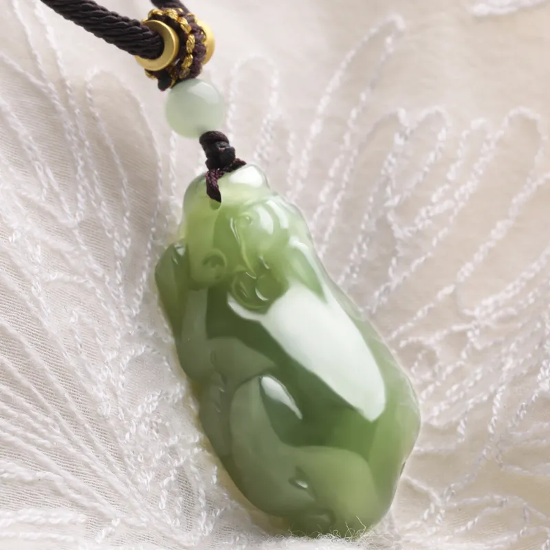 Cardamom Time Hetian Jade Necklaces Pale Greenish White Jade Unisex-1