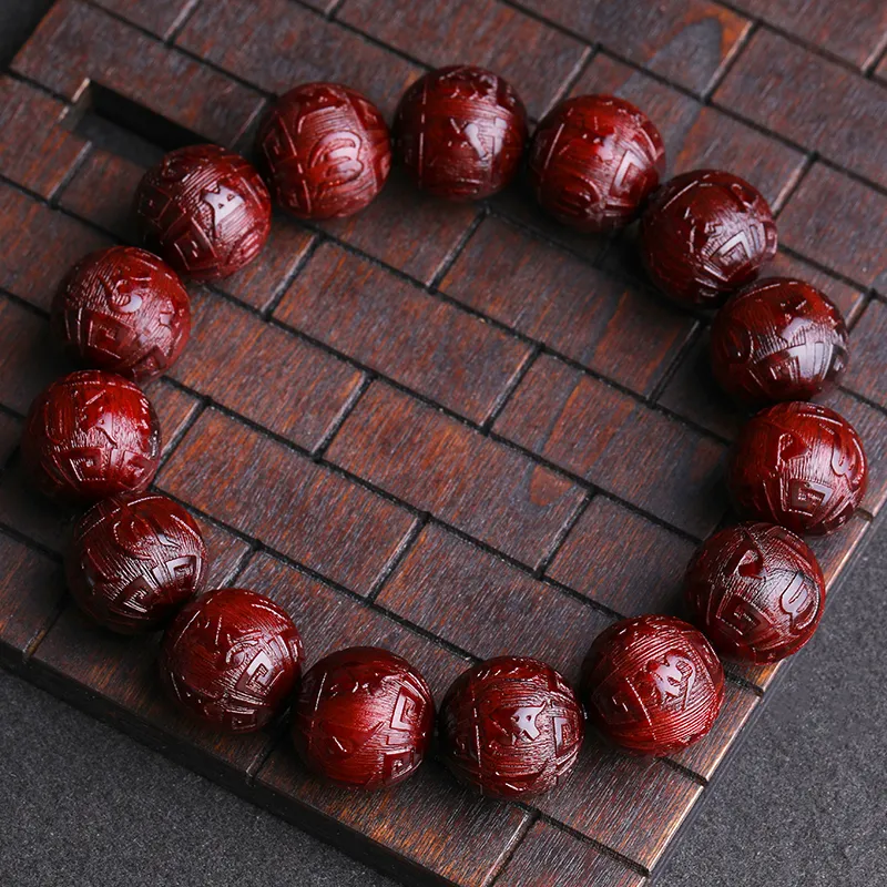 Yeon yun Jewelry Small Leaf Red Sandalwood Precious Wood Bracelets Unisex-5