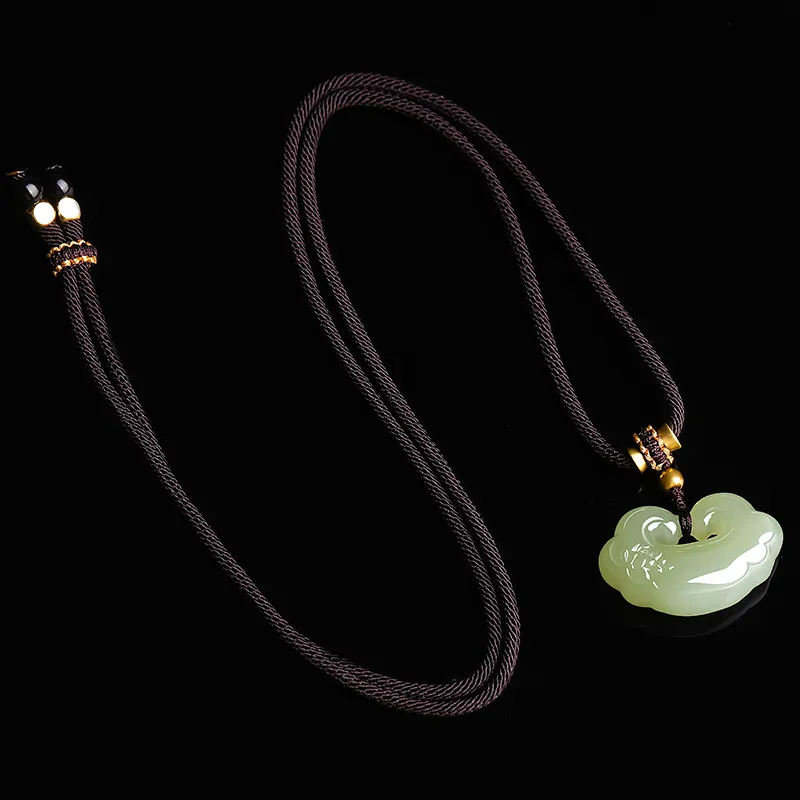 Cardamom Time Hetian Jade Pendants Pale Greenish White Jade Unisex-5