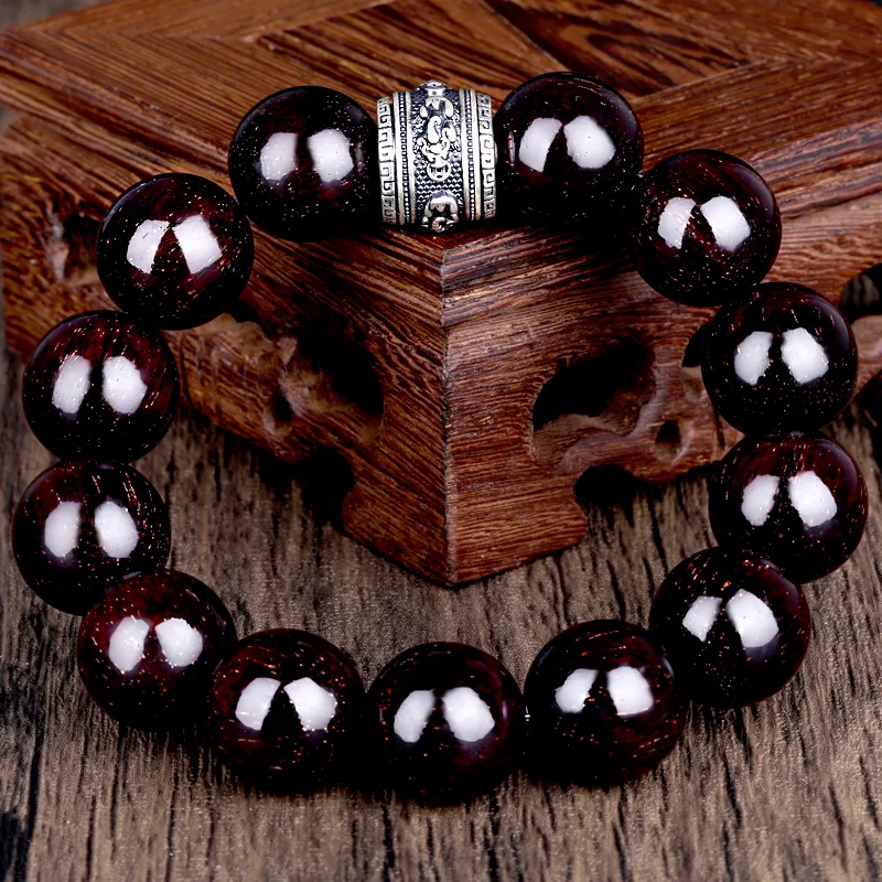 Yeon yun Jewelry Small Leaf Red Sandalwood Bracelets Unisex-2