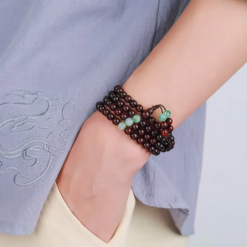 Yeon yun Jewelry Small Leaf Red Sandalwood Precious Wood Bracelets Unisex-5
