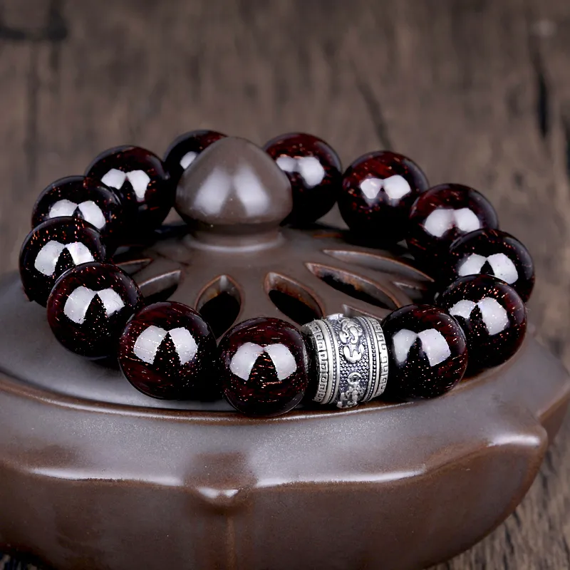Yeon yun Jewelry Small Leaf Red Sandalwood Bracelets Unisex-5