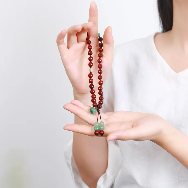 Yeon yun Jewelry Small Leaf Red Sandalwood Wooden Bracelets Unisex-3