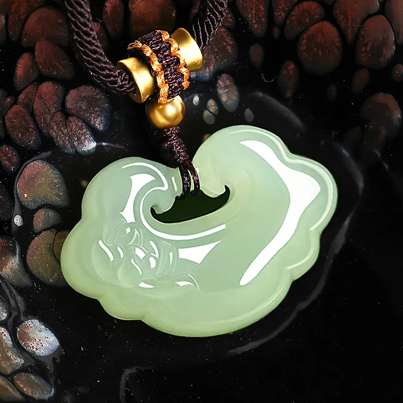 Cardamom Time Hetian Jade Pendants Pale Greenish White Jade Unisex-3