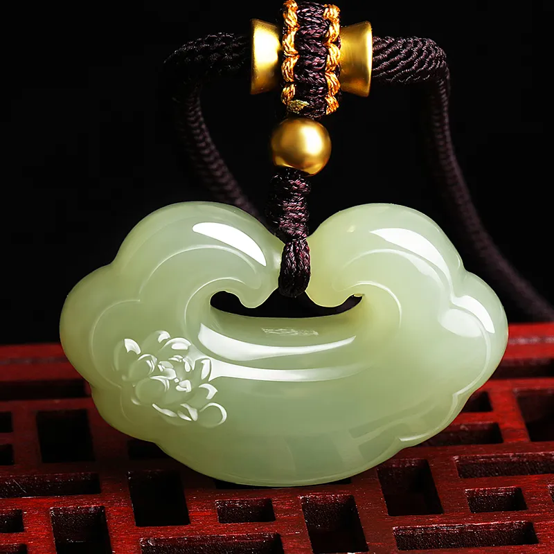 Cardamom Time Hetian Jade Pendants Pale Greenish White Jade Unisex-2
