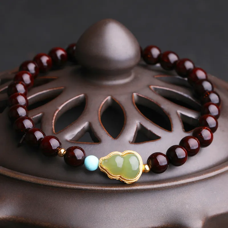 Yeon yun Jewelry Small Leaf Red Sandalwood Bracelets Unisex-1