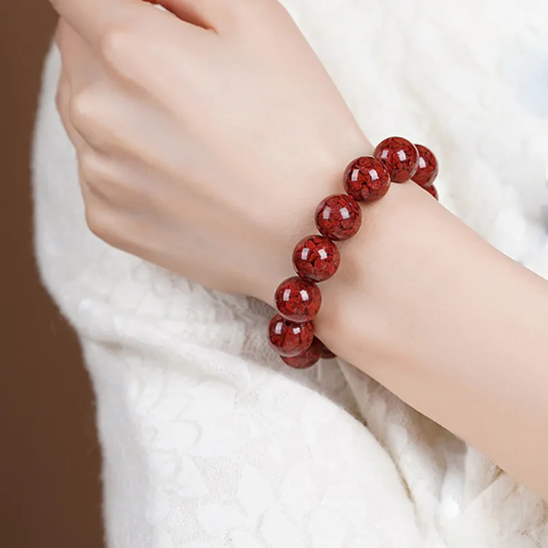 Cardamom Time Reconstructed Cinnabar Jade Bracelets Unisex Reconstructed Cinnabar-2