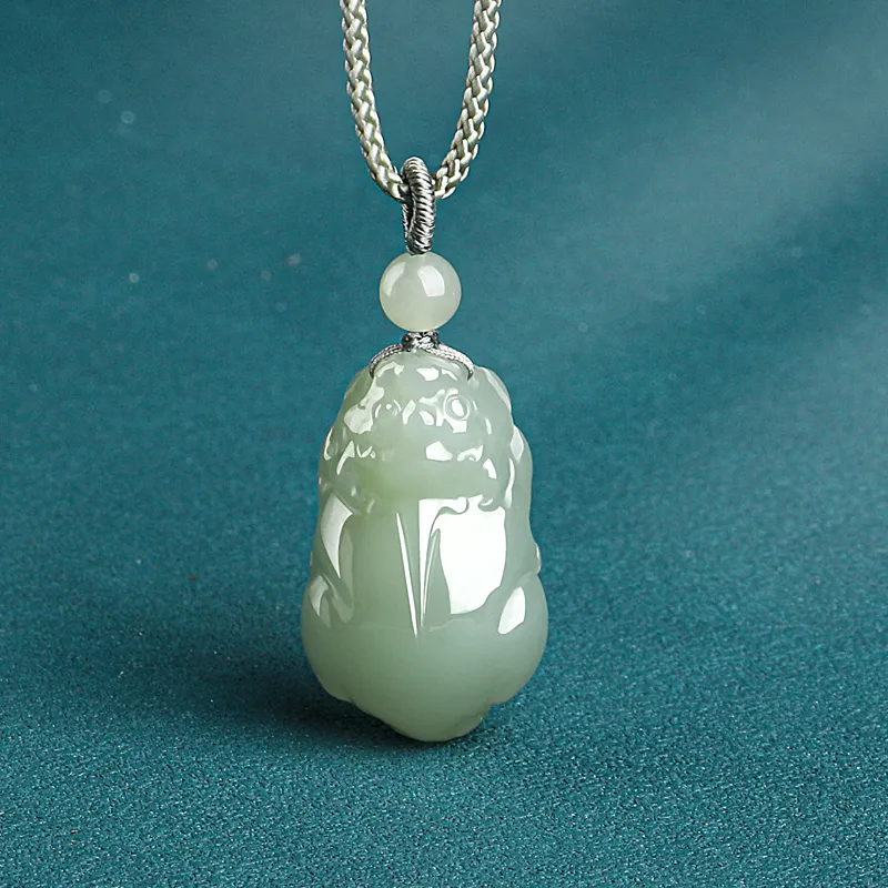 Cardamom Time Hetian Jade Necklaces Pale Greenish White Jade Unisex-1