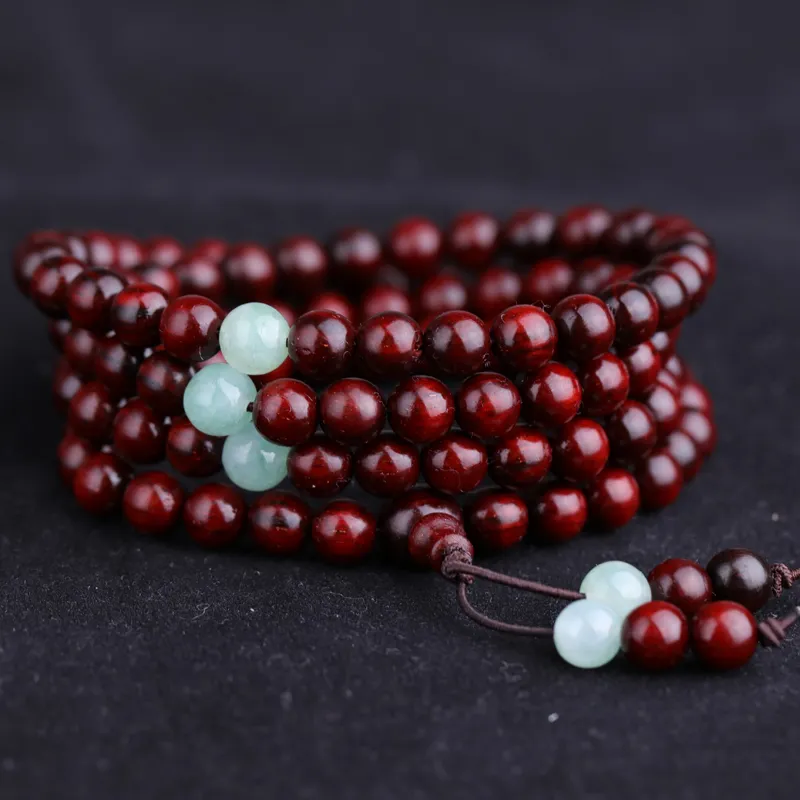 Yeon yun Jewelry Small Leaf Red Sandalwood Precious Wood Bracelets Unisex-2