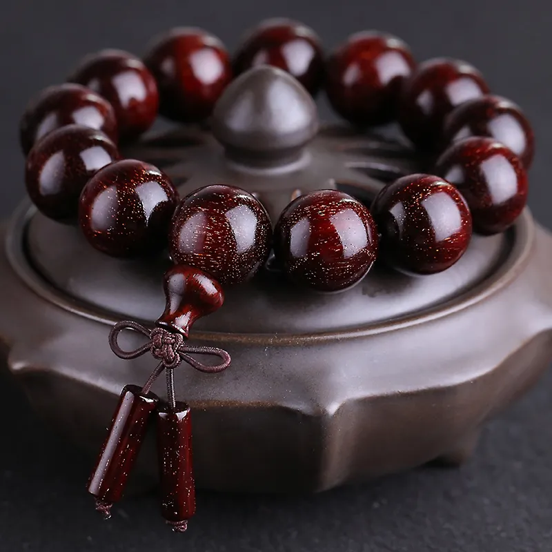Yeon yun Jewelry Small Leaf Red Sandalwood Bracelets Unisex-2
