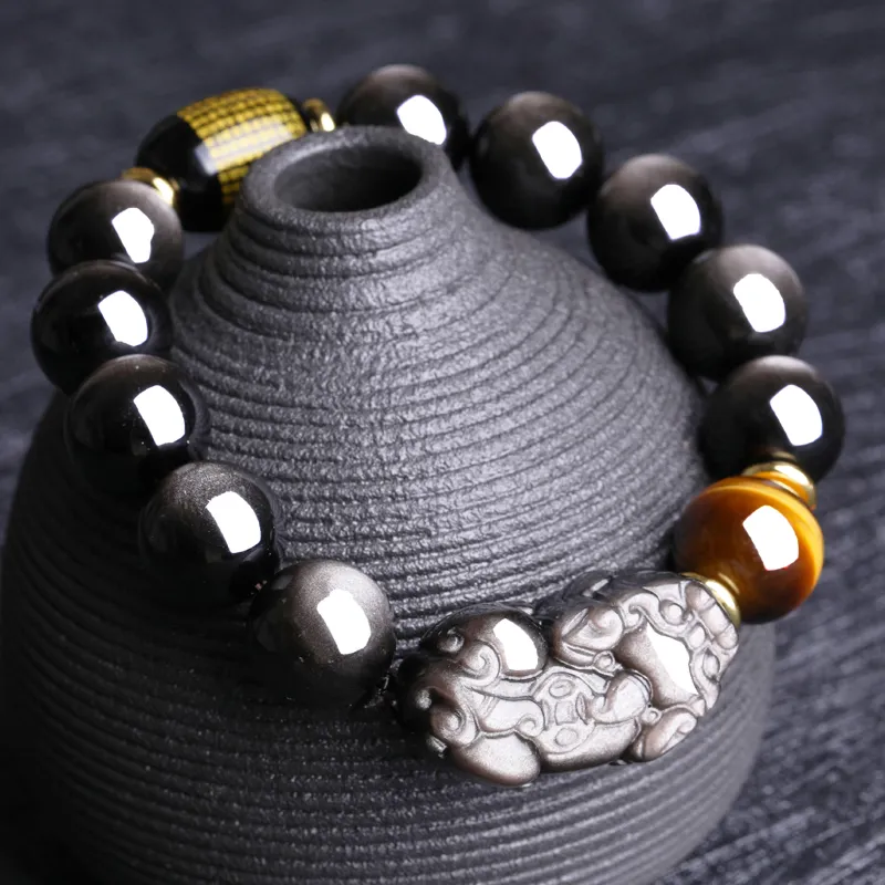 Yeon yun Jewelry Obsidian Bracelets Unisex-5