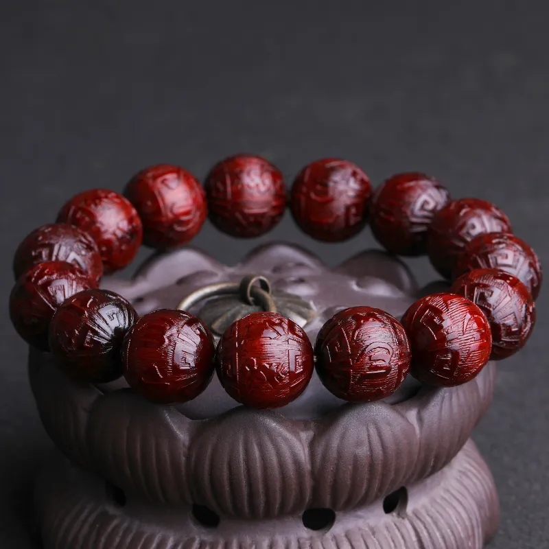 Yeon yun Jewelry Small Leaf Red Sandalwood Precious Wood Bracelets Unisex-2