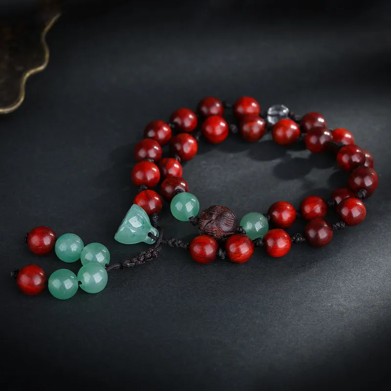 Yeon yun Jewelry Small Leaf Red Sandalwood Wooden Bracelets Unisex-7