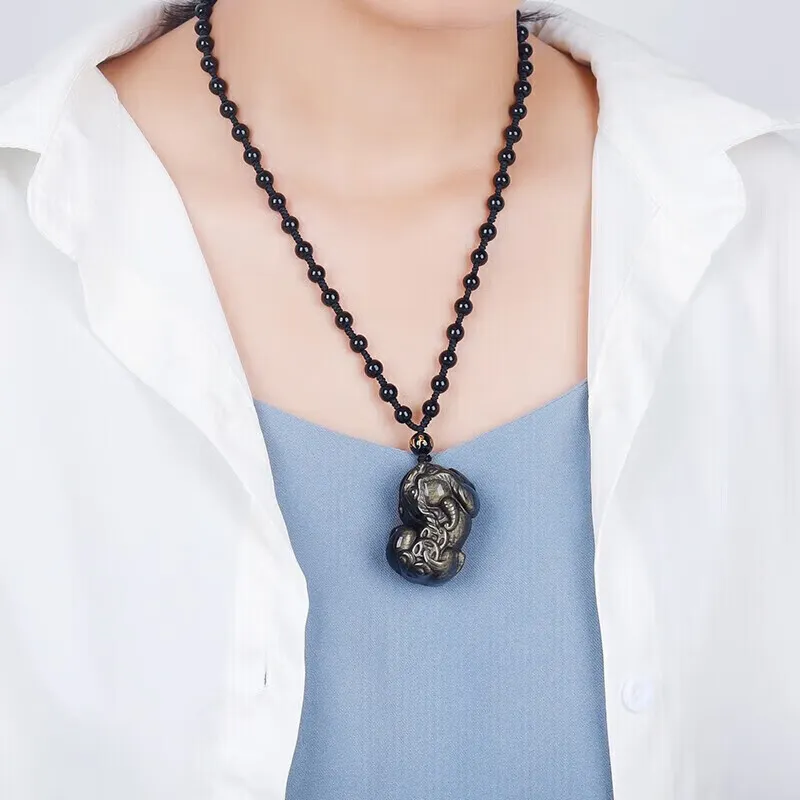 Yeon yun Jewelry Obsidian Jade Pendants Unisex-1