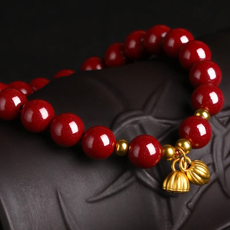 Yeon yun Jewelry Reconstructed Cinnabar Jade Bracelets Unisex-3